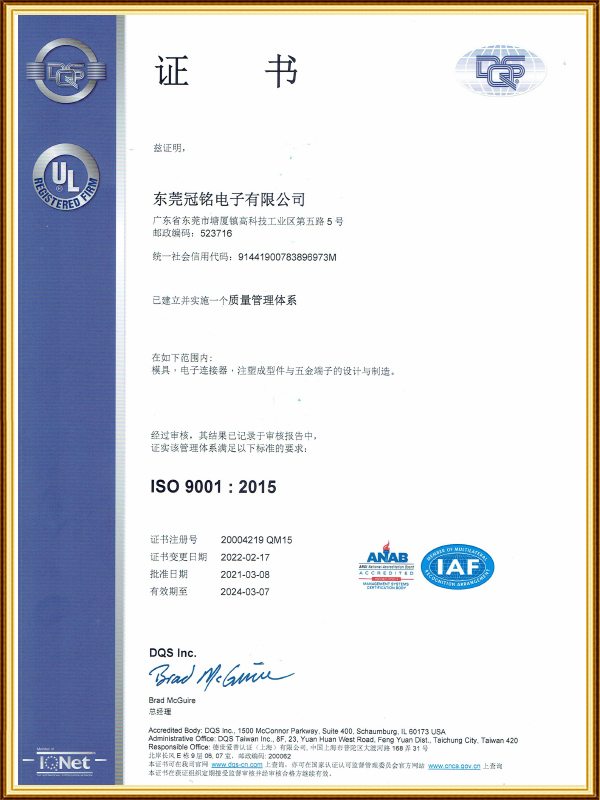 ISO-9001-2015中文證書